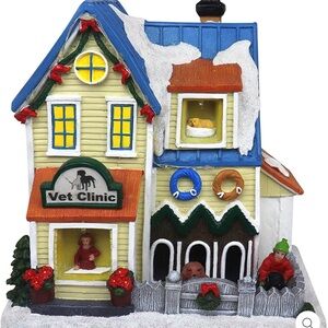 Top Treasures Christmas Village Vet Clinic Pre-lit Musical Figurine NIB